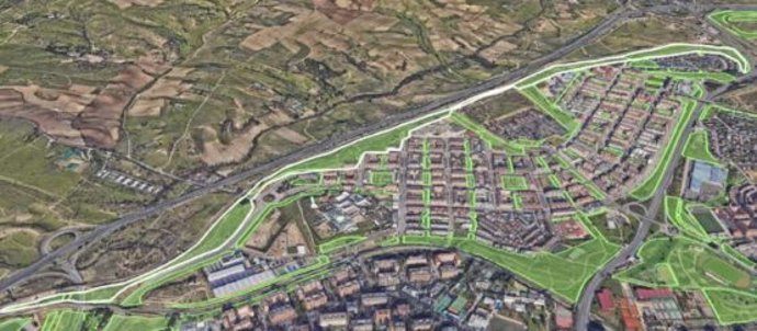 Mapa zonas rehabilitación Parque Lineal de Montecarmelo (Fuencarral-El Pardo).