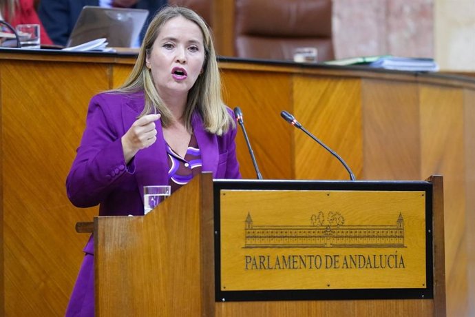 La diputada del PSOE-A Alicia Murillo interviene en el Pleno del Parlamento andaluz.