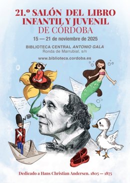 Cartel de la vigésimo primera edición del Salón del Libro Infantil y Juvenil de Córdoba, una cita que se desarrolla del 15 al 21 de noviembre en la Biblioteca Central.