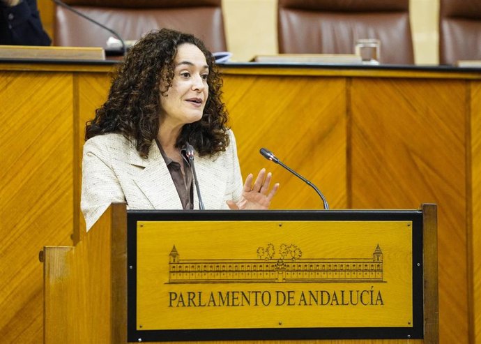 La portavoz del grupo parlamentario Por Andalucía, Inma Nieto, interviene en el Pleno del Parlamento.