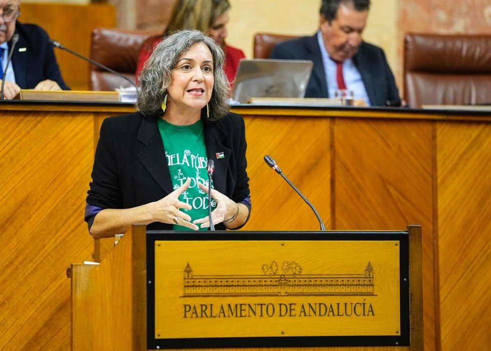 La diputada del Grupo Mixto-Adelante Andalucía, Begoña Iza, este miércoles en el Pleno del Parlamento.