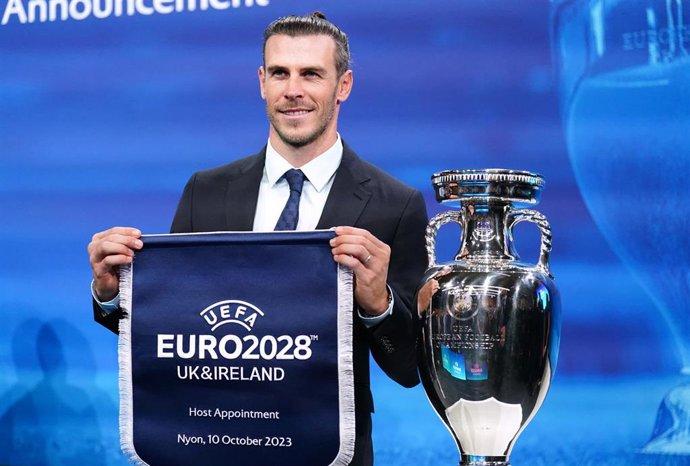 Archivo - Gareth Bale en el anuncio de la sede Euro 2028