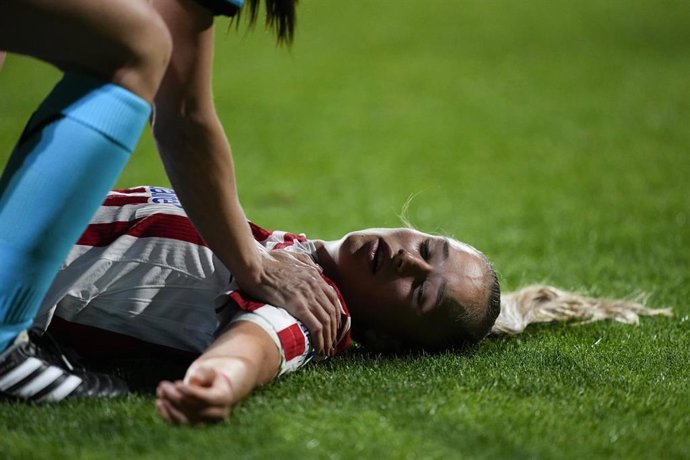 Andrea Medina, tras sufrir el traumatismo craneoencefálico.