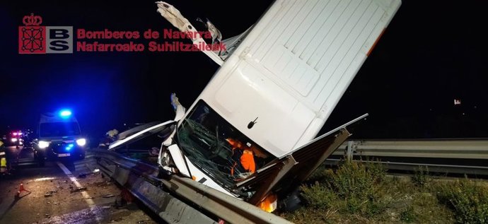 Imagen del vehículo accidentado en Noáin.