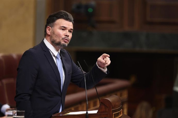 El portavoz de ERC en el Congreso, Gabriel Rufián, durante la sesión de control al Gobierno este miércoles