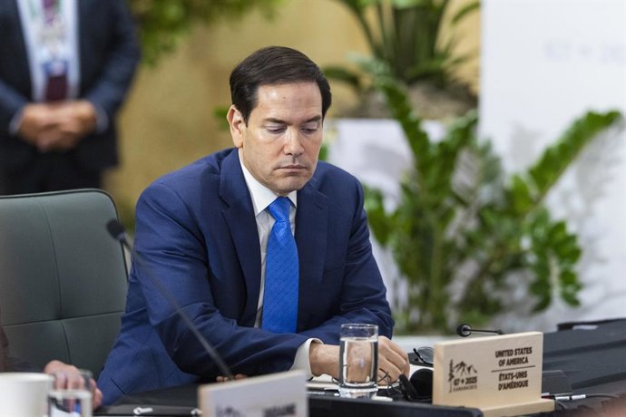 O secretário de Estado dos EUA, Marco Rubio, durante a cúpula dos ministros das Relações Exteriores do G7 em Ontário, Canadá (arquivo).