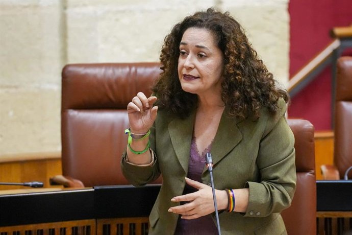 La portavoz de Por Andalucía, Inmaculada Nieto, en el pleno del Parlamento del 13 de noviembre de 2025.