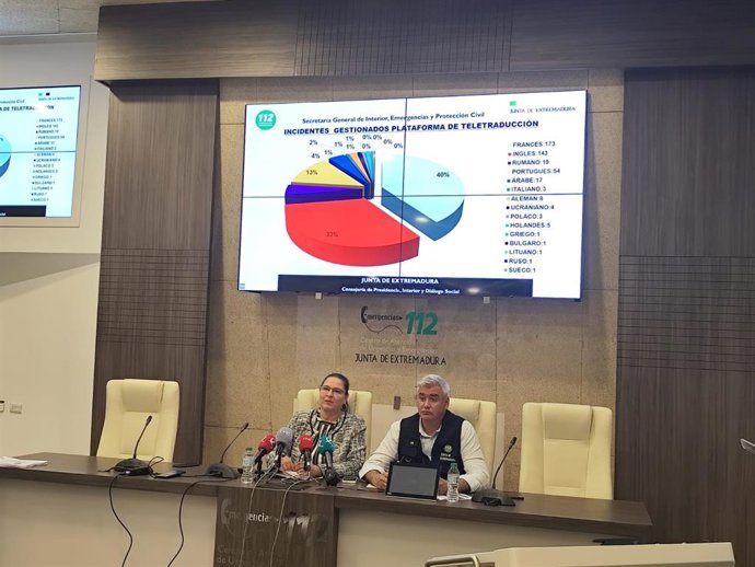 La directora del Centro de Atención de Urgencias y Emergencias 112 Extremadura, María Soledad Ponce Delgado, presenta la memoria estival de actividad del centro