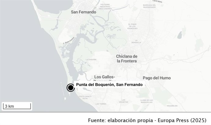 Mapa de señalización de la Punta del Boquerón, donde la Guardia Civil de Cádiz ha intervenido una narcolancha.