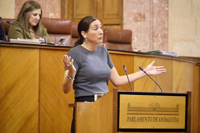 La consejera de Inclusión Social, Juventud, Familias e Igualdad, Loles López, en el Pleno del Parlamento andaluz.