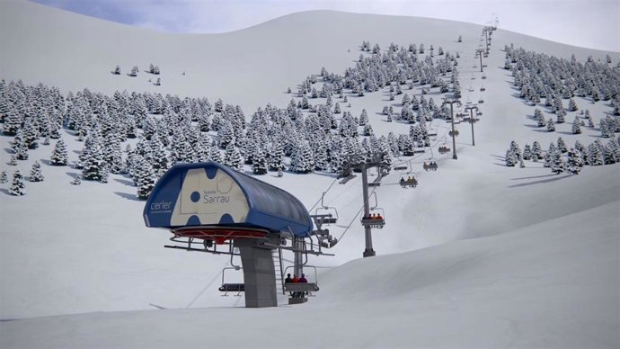 Recreación del telesillas Sarrau, en la estación de Cerler.