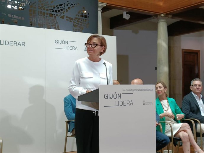 Archivo - Intervención de la alcaldesa de Gijón, Carmen Moriyón (Foro), durante la presentación de la marca 'Gijón Lidera', en el museo Casa Natal de Jovellanos (Gijón). (Archivo)