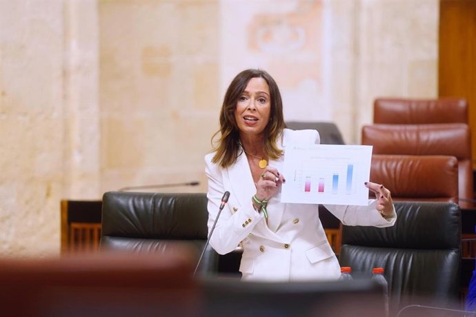 La consejera de Fomento, Rocío Díaz, en el Pleno del Parlamento del 13 de noviembre de 2025.