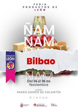 Cartel de la II Feria de los Productos de León en Bilbao.