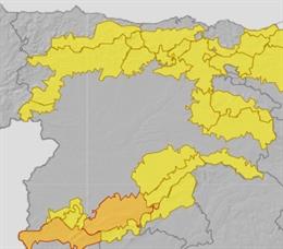 Avisos activos en la jornada de este viernes en Castilla y León.