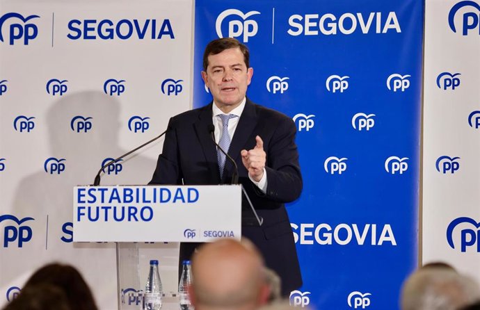 Un momento de la intervención de Mañueco en Segovia.