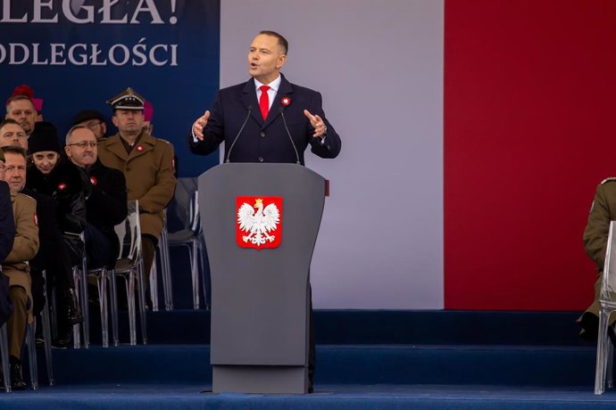 El presidente de Polonia da un discurso