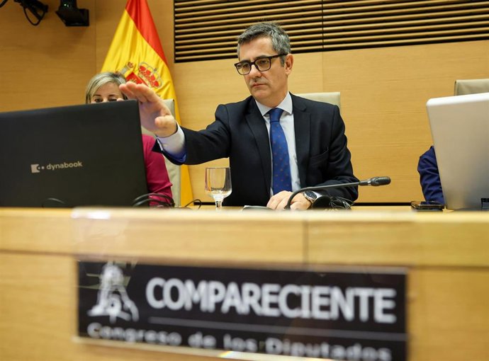 El ministro de la Presidencia, Justicia y Relaciones con las Cortes, Félix Bolaños, comparece ante la Comisión de Justicia, en el Congreso de los Diputados, a 14 de noviembre de 2025, en Madrid (España).