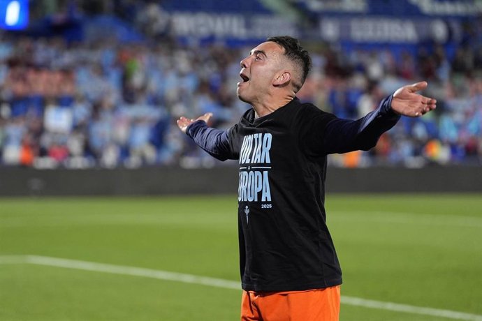 Archivo - Iago Aspas celebra la clasificación del RC Celta para la Liga Europa 25-26