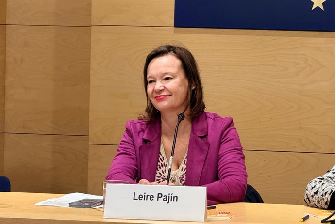 La eurodiputada socialista Leire Pajín en el acto de presentación de su informe sobre ayuda humanitaria