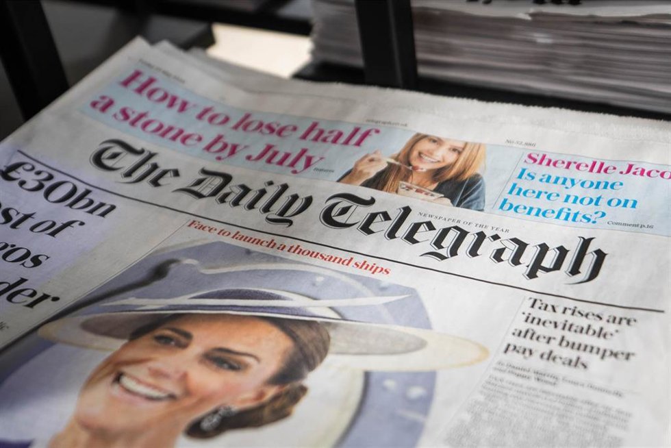 Archivo - Muestra de un periódico de 'The Telegraph'.
