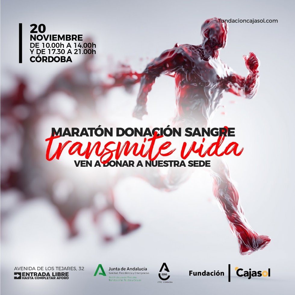 Cartel del maratón de donación de sangre 'Transmite vida'.