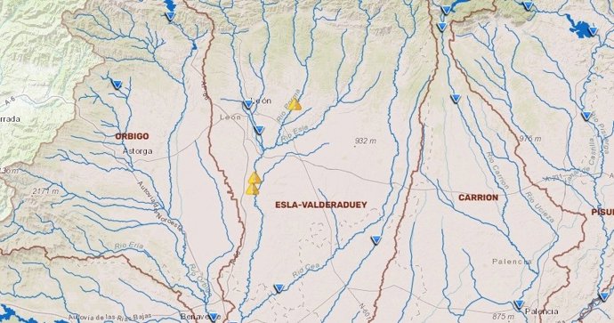 La CHD baja a tres los avisos hidrológicos activos, ninguno en nivel rojo, todos en León