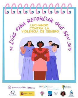 Cartel de '16 días para recordar que son 365' en el marco de la tercera Carrera por la Eliminación de la Violencia Contra las Mujeres.