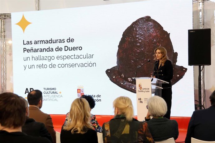 La Viceconsejera De Acción Cultural, Mar Sancho, Presenta Este Sábado El Hallazgo De Un Importante Conjunto De Armaduras Del Siglo XVI Encontrado Durante Los Trabajos Arqueológicos En El Palacio De Avellaneda De Peñaranda De Duero