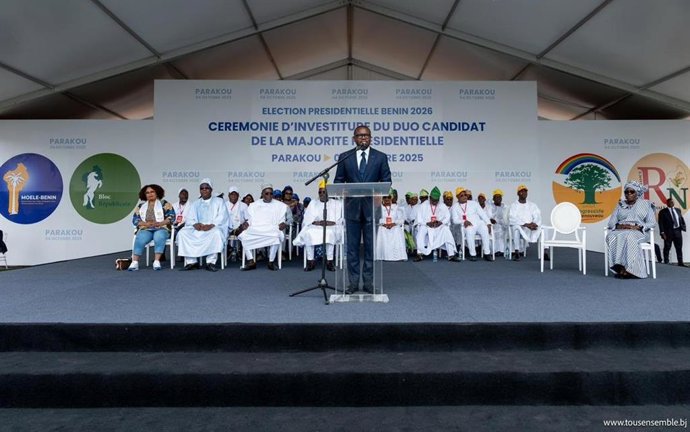 Archivo - El candidato presidencial oficialista de Benín, Romuald Wadagni