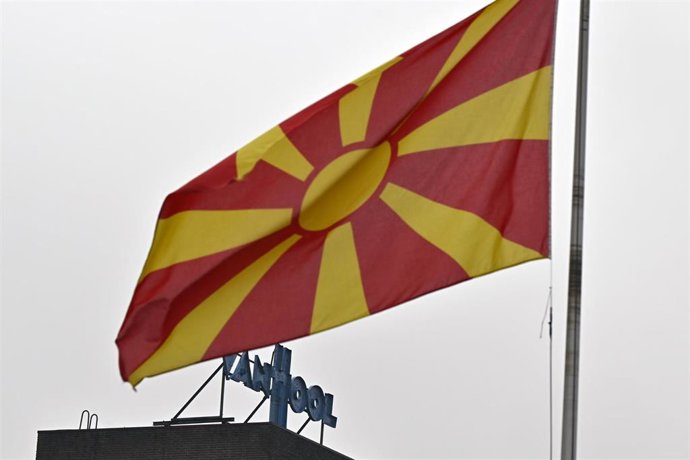 Archivo - Bandera de Macedonia del Norte. 