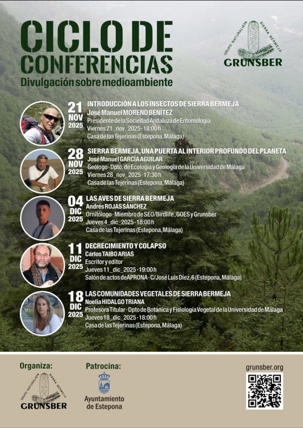 Cartel del ciclo de conferencias divulgativas sobre Sierra Bermeja.