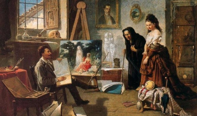 'Estudio Del Pintor', Obra De Rafael Romero Barros.