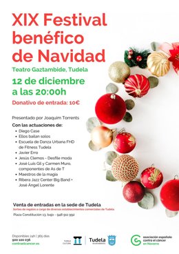 Cartel del festival benéfico de Navidad de la Asociación Española Contra el Cáncer.