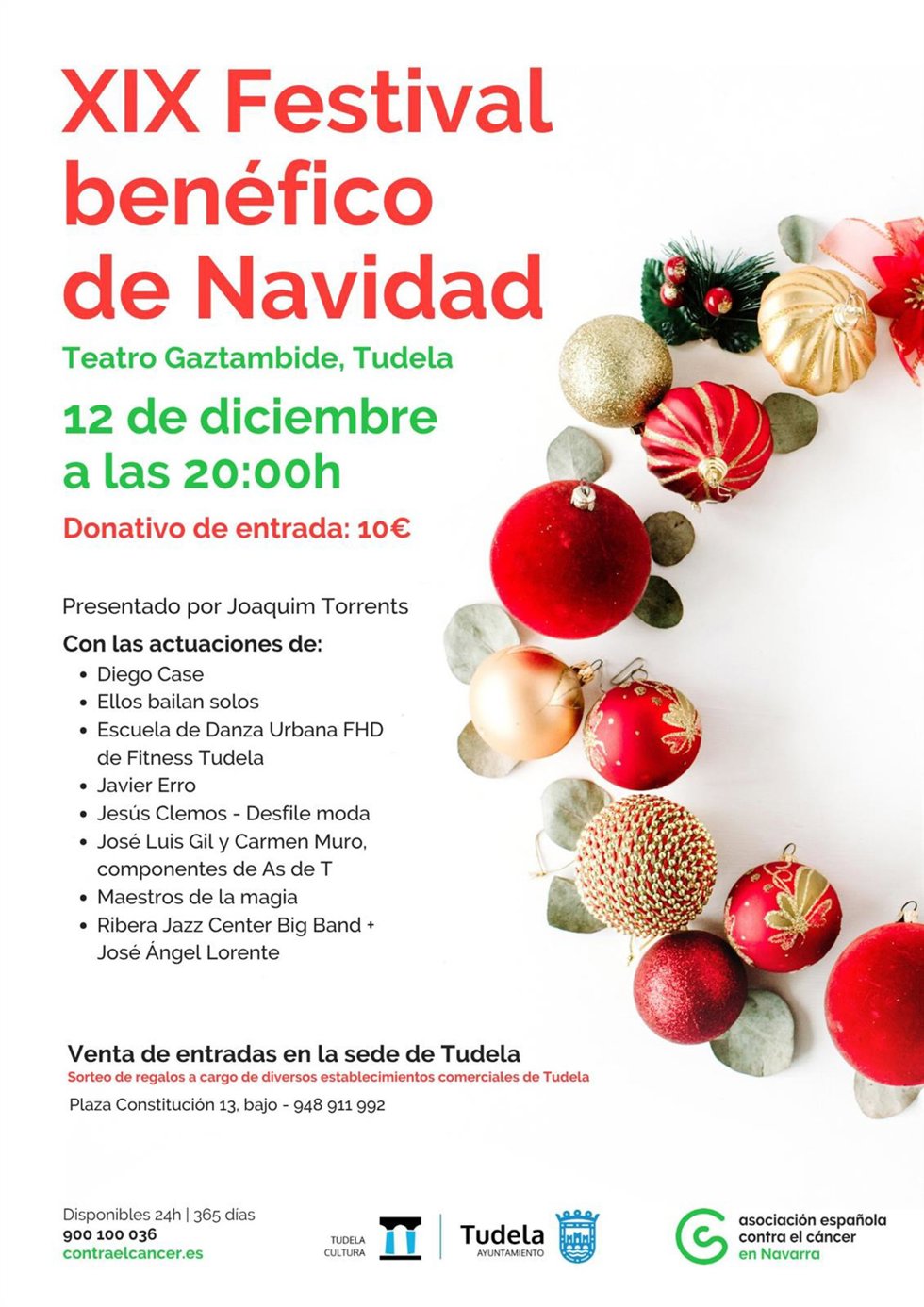 Cartel del festival benéfico de Navidad de la Asociación Española Contra el Cáncer.