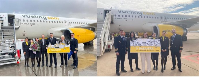 Primera passatgera del vol inaugural de Vueling a Ljubljana i del vol a Agadir