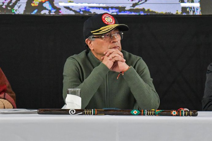 Archivo - Arquivo - 5 de abril de 2025, Pasto, Narino, Colômbia: O presidente colombiano Gustavo Petro participa de um evento na cidade de Pasto, anunciando a destruição de materiais bélicos e a incorporação de programas de substituição de culturas dos "C