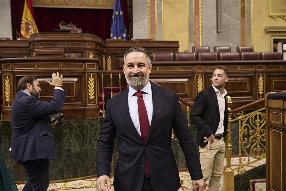 El presidente de Vox, Santiago Abascal, durante una sesión plenaria en el Congreso de los Diputados, a 13 de noviembre de 2025, en Madrid (España). Hoy el pleno del Congreso debate y vota las enmiendas del Senado sobre la ley de movilidad sostenible ent
