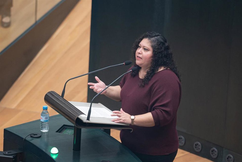 Archivo - La concejala de Más Madrid en el Ayuntamiento, Carolina Elías, durante un pleno en el Ayuntamiento de Madrid, a 29 de enero de 2024, en Madrid (España).