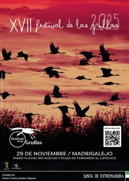 Cartel del Festival de las Grullas en Madrigalejo