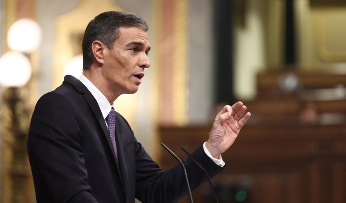 El presidente del Gobierno, Pedro Sánchez, durante una sesión de control al Gobierno, en el Congreso de los Diputados.
