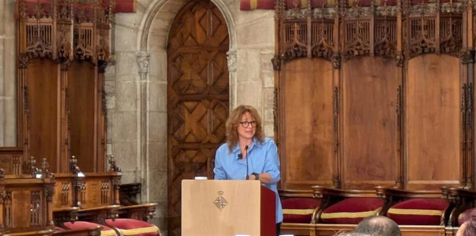 La presidenta de Transports Metropolitans de Barcelona (TMB) y primera teniente de alcalde, Laia Bonet, en el acto de este lunes