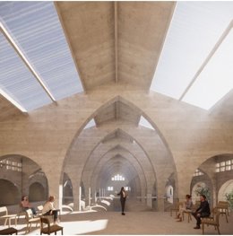 Render del proyecto arquitectónico 'Re[Vi]ure Es Sindicat' para rehabilitar la antugua bodega cooperativa de Felanitx.
