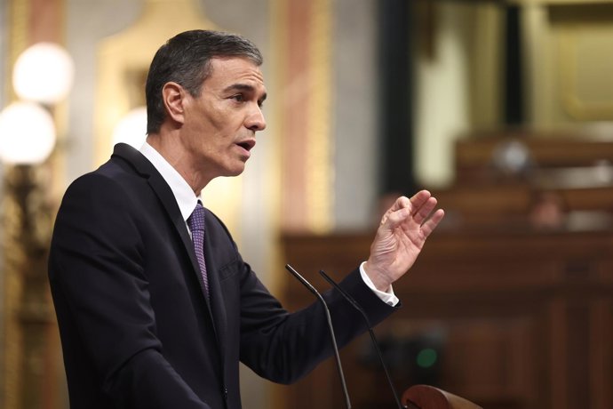 El presidente del Gobierno, Pedro Sánchez, durante una sesión de control al Gobierno, en el Congreso de los Diputados.