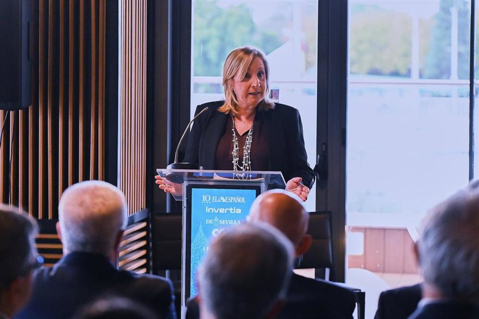 La viceconsejera de Agricultura, Pesca, Agua y Desarrollo Rural, Consolación Vera, en el I Foro Global del Agua, organizado en Sevilla por el periódico El Español.