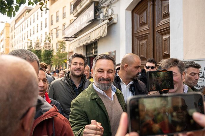 El presidente de Vox, Santiago Abascal, en Baadjoz