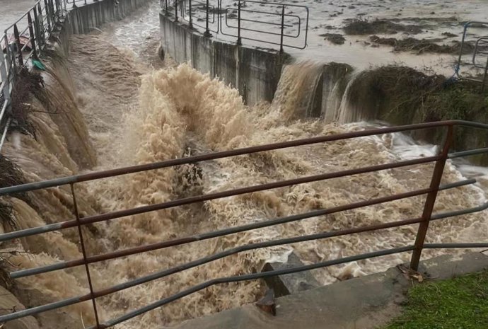 Imagen de las inundaciones en el municipio onubense de Nerva a causa de la borrasca 'Claudia',