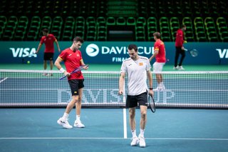 Imagen de un entrenamiento del equipo español de cara a las Finales de la Copa Davis de 2025 en Bolonia