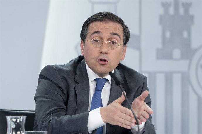 Archivo - Arquivo - O Ministro das Relações Exteriores, União Europeia e Cooperação, José Manuel Albares, fala durante uma coletiva de imprensa após o Conselho de Ministros, no Palácio La Moncloa, em 13 de junho de 2023, em Madri (Espanha). O Conselho de 