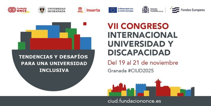 Cartel del Congreso Internacional 'Universidad y Discapacidad' de Fundación ONCE, que se celebrará los días 19, 20 y 21 de noviembre en Granada